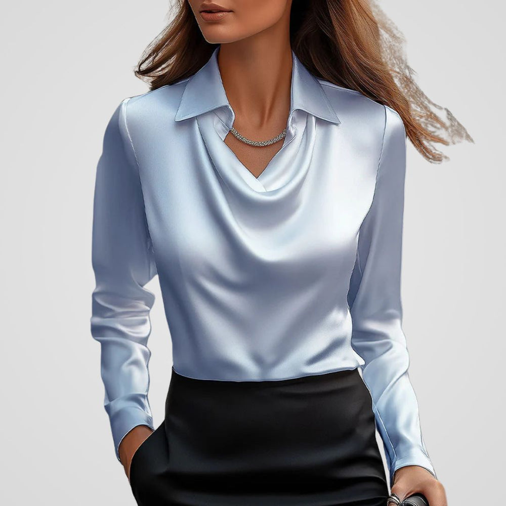 Arlina | Women’s Satin Drape Neck Blouse