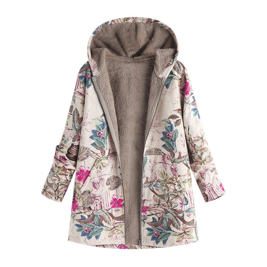 Eloria | Women’s Winter Floral Hooded Coat